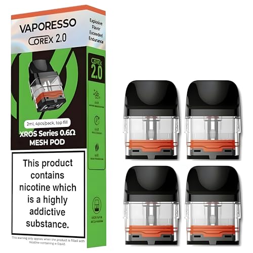 Vaporesso Xros 3 Pods - Corex 2.0 Top-Fill Cartridge Vaporesso Xros 0.6 Pod Vaping with Xros 3, VAPORESSO XROS PODS Mini Vape Kit, Xros 4 Nano - 2ml Refillable Mesh Coil E Cigarettes No Nicotine