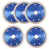 4" Diamond Saw Blade, Pack of 5 Porcelain & Marble Blade, 0.05" Thin Turbo Cutting Blades, Also for