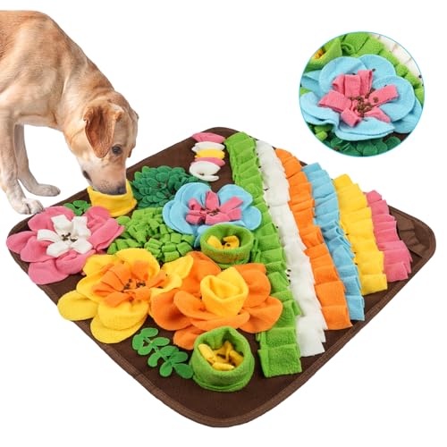 OSDUE Schnüffelteppich Hund, Futterschnüffel-Futtermatte, Hunde-Schnüffelmatte Welpen-Trainingsmatte Schnüffelspielzeug Interaktive Hundespielzeug Hunde Spielteppich für Alle Hunderassen 50x50CM