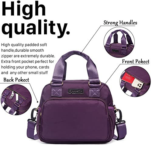 Scorlia Insulated Lunch Bag For Women, Reusable Lunch Cooler Tote Box, Lunch Organizer With Adjustable Shoulder Strap, Front Zipper Pocket And Mesh Side Pockets For Adults, Work, Purple #TOP4