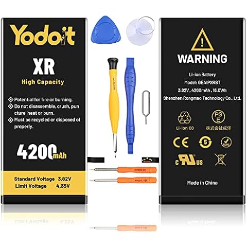4200mAh Battery for iPhone XR, Upgraded Yodoit High Capacity Replacement Battery 0 Cycle for iPhone XR Model A1984, A2105, A2106, A2108 with Full Repair Tools Kits Cover