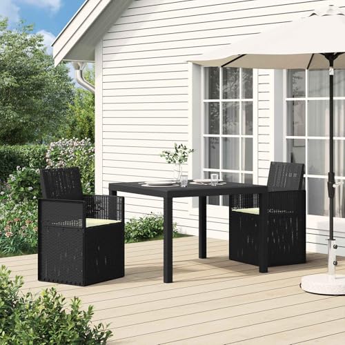 mzdioop Sillas de comedor de jardín, 2 unidades, color antracita y crema, de polipropileno, resistentes a la intemperie, con reposabrazos y respaldo, plegables y apilables, para terraza y exterior