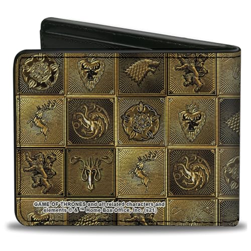 Buckle-Down Men's Game of Thrones Wallet, Bifold, House Sigil Blocks Gold, Vegan Leather, 4.0" x 3.5"2
