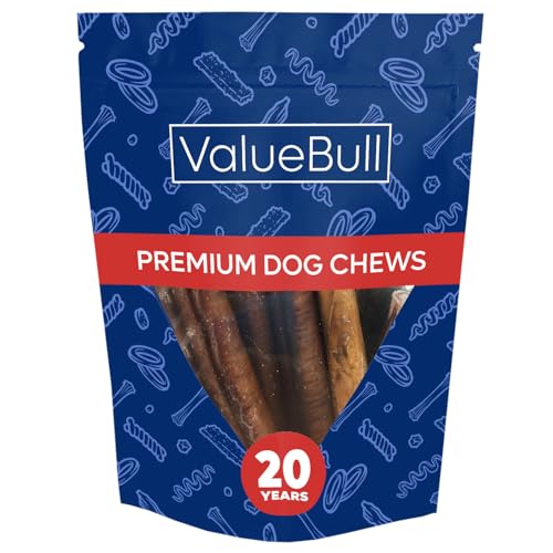 ValueBull Bully Sticks for Large Dogs, Super Jumbo 6 Inch, 10 Count - All Natural, Grass Fed, Single Ingredient, Long Lasting Dog Treats for Aggressive Chewers