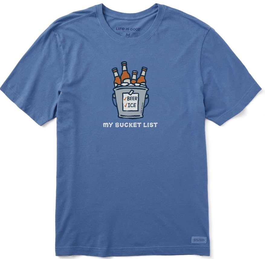 Life is Good. Men's My Bucket List Crusher Tee, Vintage Blue