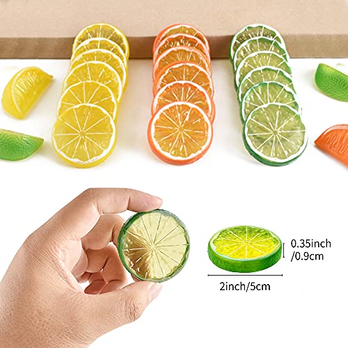 Hagao Fake Lime Slice Artificial Fruit Highly Simulation Lifelike Model For Home Party Decoration Green 10 Pcs #TOP1