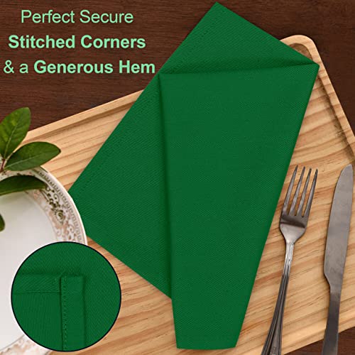 Image of Ruvanti Cloth Napkins Set of 12, 18x18 Inches Napkins Cloth Washable, Soft, Durable, Absorbent, Cotton Blend. Table Dinner Napkins Cloth for Hotel, Christmas Parties, Restaurant, Wedding - Dark Green