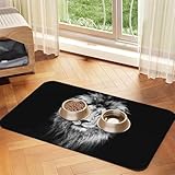 Protection parfaite : le fond en caoutchouc imperméable du beau set de table antidérapant en cuir imprimé lion empêche l'eau de s'infiltrer dans le sol, la nourriture et l'eau du tapis de gamelle pour animal de compagnie ne causera pas de corrosion sur le sol, réduisant l'usure du sol