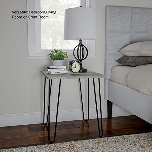Modern End Table with Hairpin Legs - Industrial-Style, Woodgrain Finish, and Steel Accent Furniture for Living Room, Bedroom, or Office by Lavish Home - Image 5