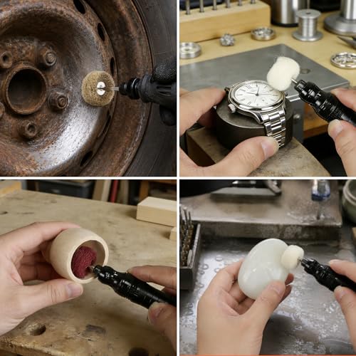 Image of 90-Piece Abrasive Buffing & Polishing Wheel Set - 1 /8 inch Shank, 1 inch (25mm) 80-800 Grit, 15 Wool Felt Buffing Wheels, Rotary Tool Polishing Kit for Metal, Jewelry, Wood, Glass