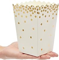 Vista 4 de Sparkle and Bash Popcorn Containers Mini Boxes - 102 Count, Gold Foil, 3 Designs, 20 oz, 3.5 x 3.5 x 5.5 In - Popcorn Holders for Party & Wedding