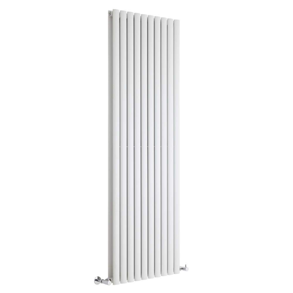Milano Aruba White Vertical Double Oval Panel Radiator - 1780mm x 590mm