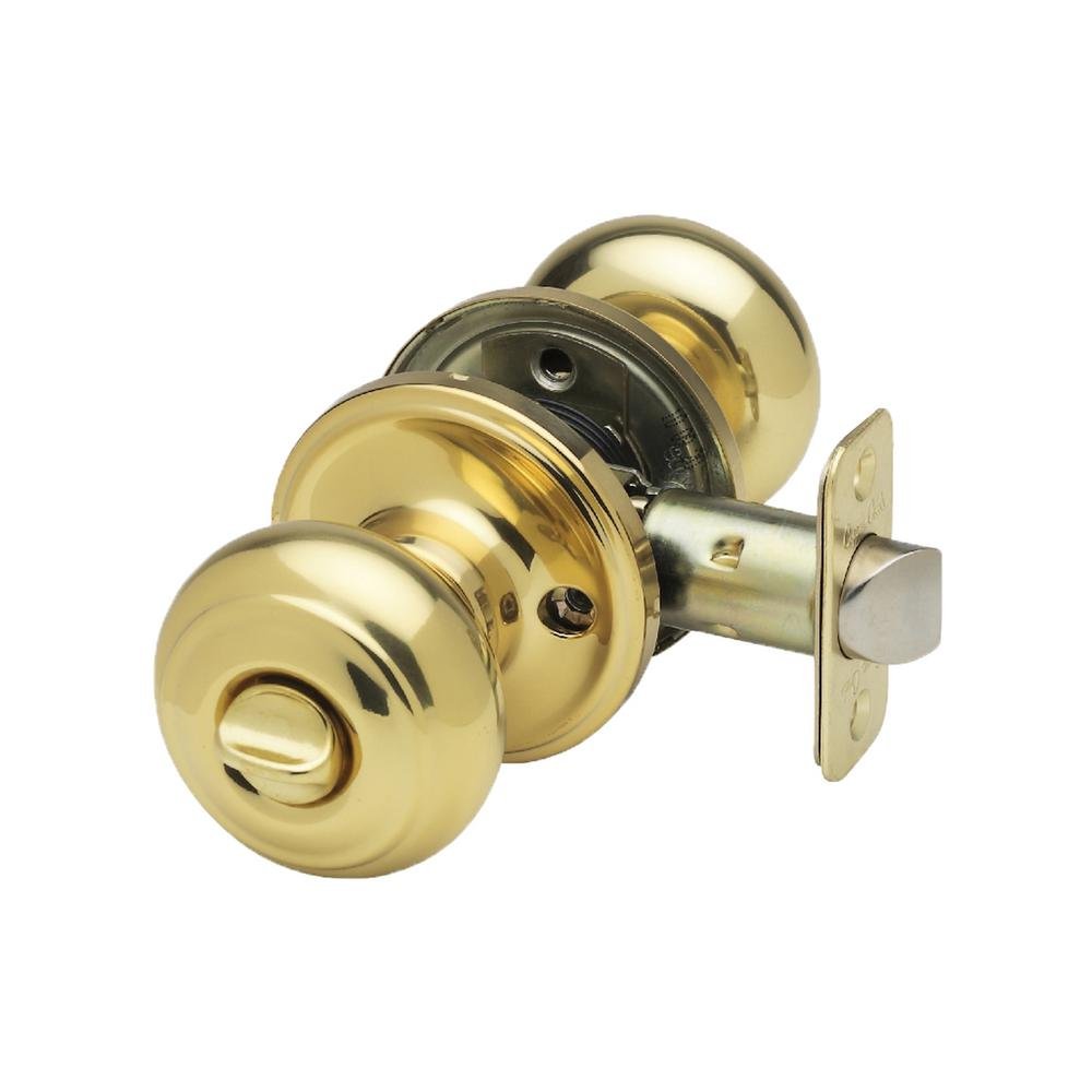 Copper Creek CK2030PB Colonial Door Knob, Privacy Function, 1-Pack, Polished Brass