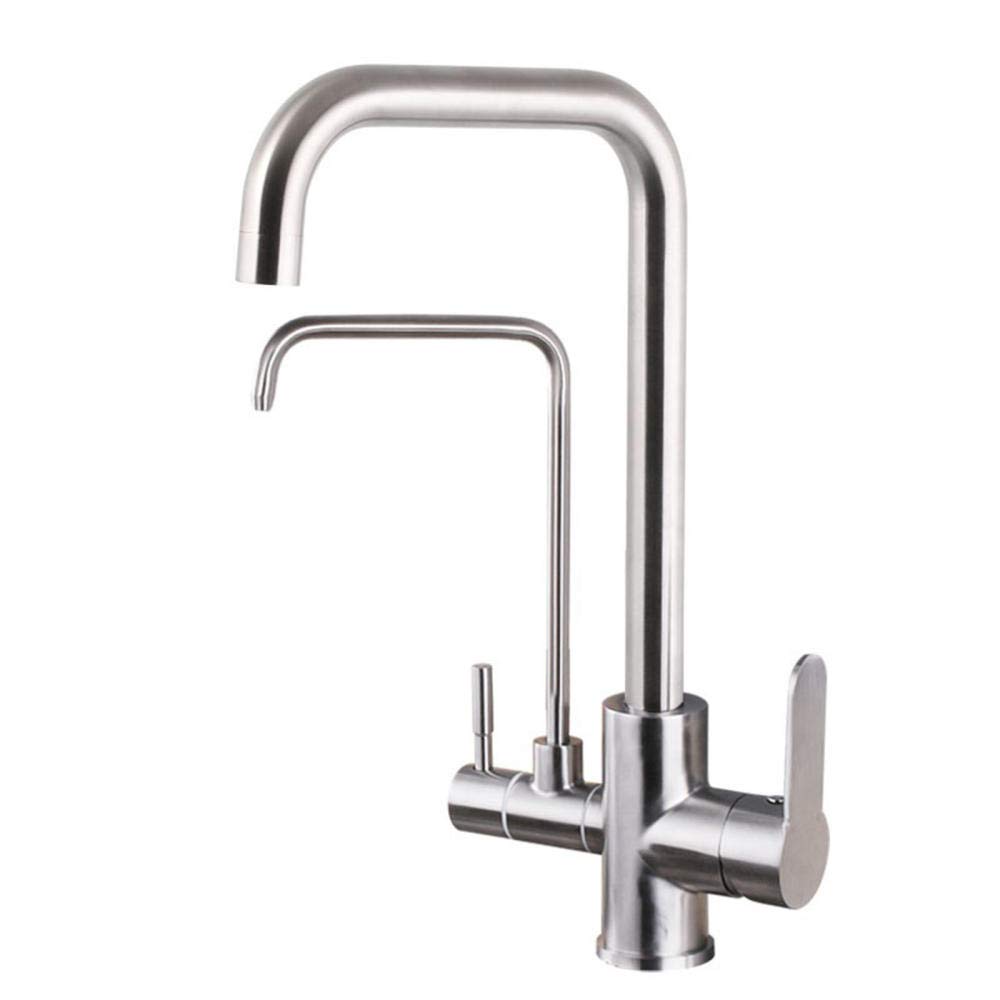 Robinet de cuisine 3 voies pivotant 360° en acier inoxydable eau pure