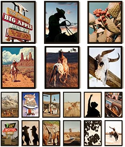 97 Decor Western Room Decor for Bedroom - Western Wall Decor, Western Wall Art Prints, Western Pictures Wall Decor, Antique Cowboy Decor for Home, Vintage Cowgirl Poster for Living Room (UNFRAMED)
