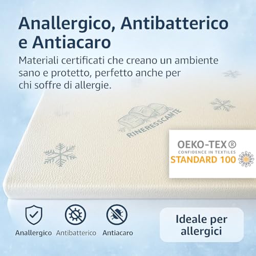 Francegaglia - Climax Topper Rinfrescante Matrimoniale In Memory Foam 6Cm – Coprimaterasso Fresco Estivo Con Tessuto Fir – Ergonomico, Sfoderabile E Anallergico (80X190) - 5