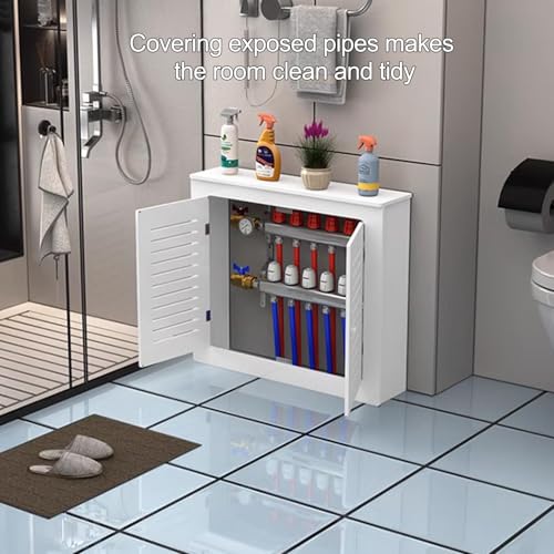 Armoire de sol de salle de bain et cache radiateur blanc - 6