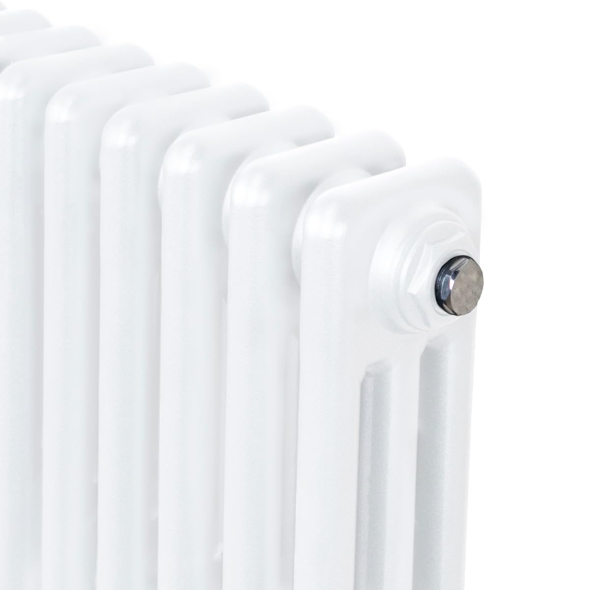 Radiateur Traditionnel à Triple Colonne 300 x 1012 mm, Chauffage Moderne Horizontal en Acier au Carbone Blanc Brillant, Cuisine Salon Salle de Bain [Brosse, Attaches Murales & Supports INCLUS]
