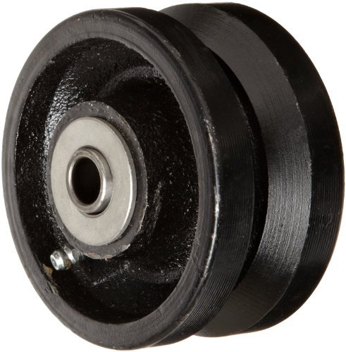 2 Set - Product RWM Casters VIR-0420-08 4'' Diameter X 2'' Width Cast Iron V-Groove Wheels with Straight Roller Bearing, 800 lbs Capacity,Black, 2 Set - Black