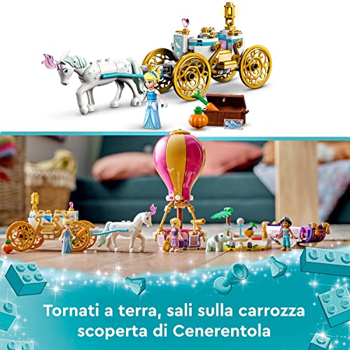 Disney Princess Il Viaggio Incantato della Principessa con Mini Bamboline di Cenerentola, Jasmine e Rapunzel, Cavallo e Carrozza Giocattolo, Tappeto Volante, Mongolfiera, Regalo per Bambini 43216 - Lego - Immagine 7