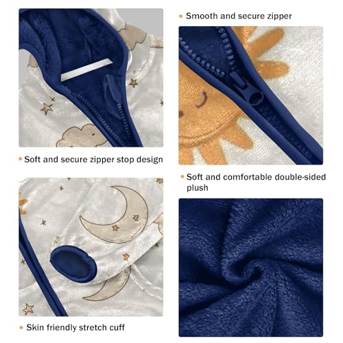 Moon Sun Cloud and Stars Girls Fleece Jacket Girls Fall Jacket Girls Zip Up Hoodie Girls Sherpa Jacket 2-10T3