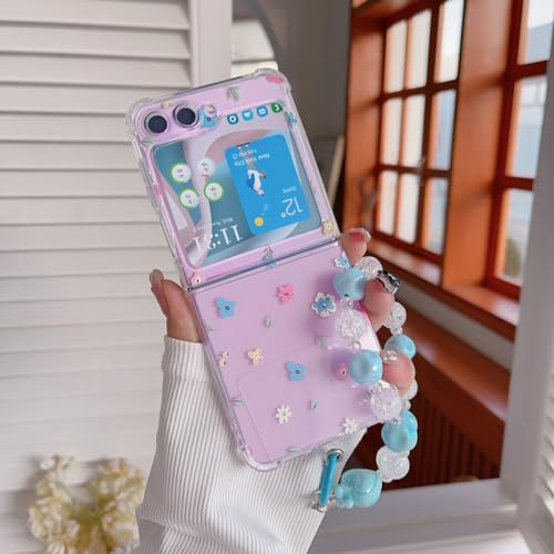 Coque Transparente Z Flip 5 Evite Chutes avec son Bracelet Fraise Souple