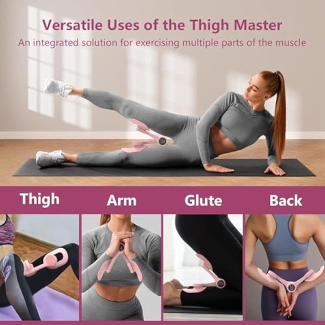 Thigh Master, 360¡ãAdjustable Pelvic Floor Muscle Trainer with LED Display, Inner Thigh Exerciser with 20LB Resistance Band for Women, Home Fitness Equipment for Hip, Leg, Arm