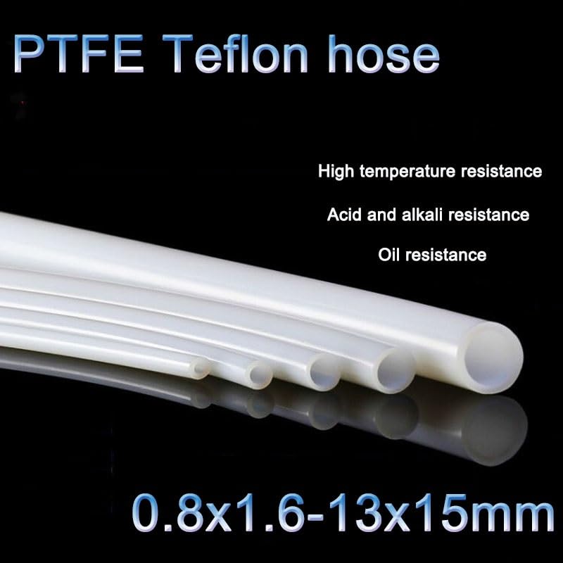 flexiable rubber PTFE Tube Milk-white Polytetrafluoroethylene Hose High Temperature And Heat Resistance 1 Meter drain elastic (Size : ID 0.8 x OD 1.6mm)