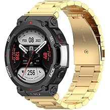 Metal Band Compatible with Amazfit T-Rex 2 Watch Bands, Durable Solid Stainless Steel Watchband Wristbands Bracelets Watch Straps Accessory for Amazfit T-Rex 2 Smartwatch