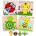 lenbest Giocattoli Bambini, 4 Pezzi Animali Puzzle in Legno Set Giochi Bambino Montessori Educativi Gioco Blocchi di Modello Regalo per 1 2 3 Anni Bambini Ragazza Ragazzo - (2 Pezzi in Omaggio)