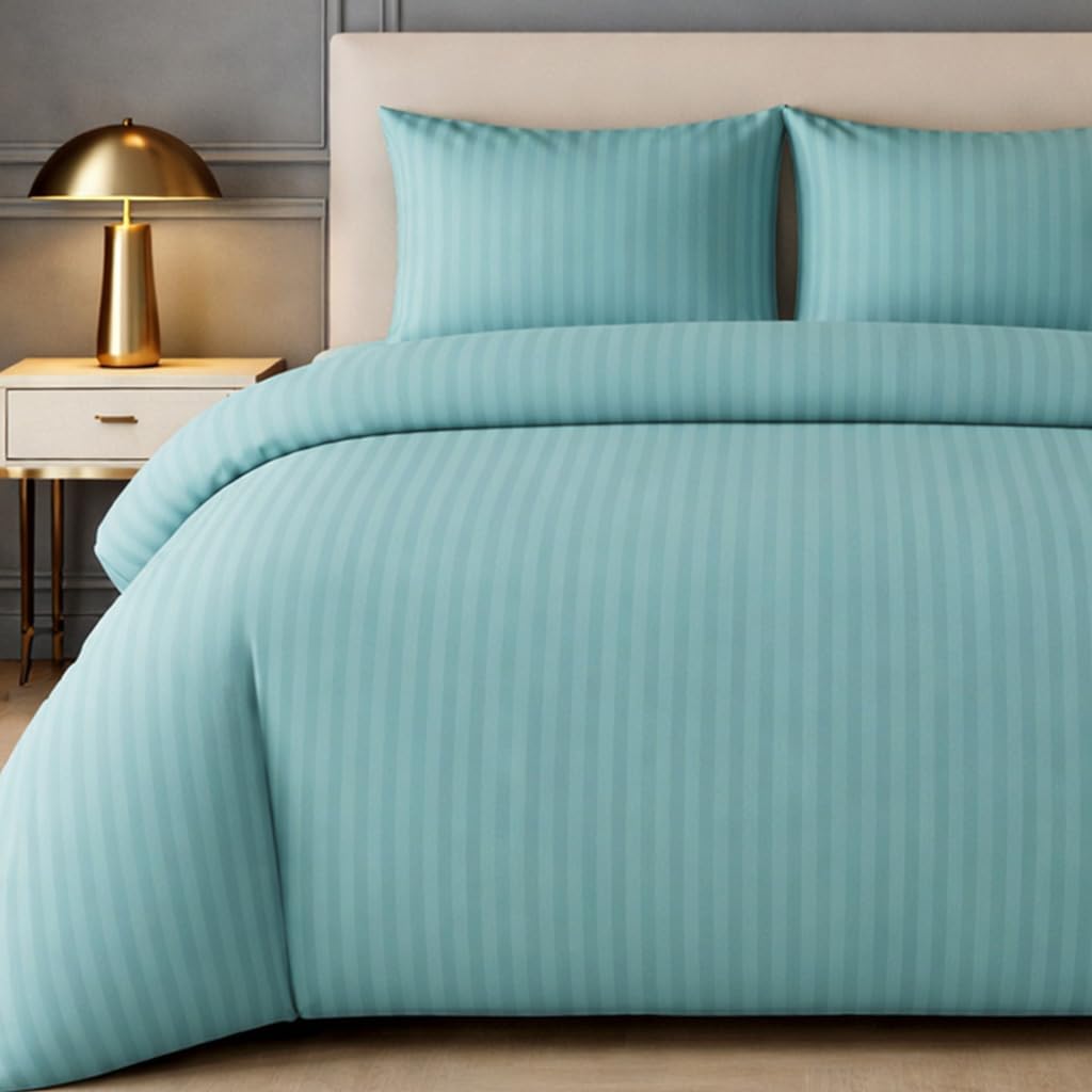 Lazzaro Satin Stripe Single Duvet Cover Set Pack of 2 - Premium Hotel Quality Quilt Cover Single Bedding Set - Ultra Soft Hypoallergenic Duvet Cover Single With Zipper Closure