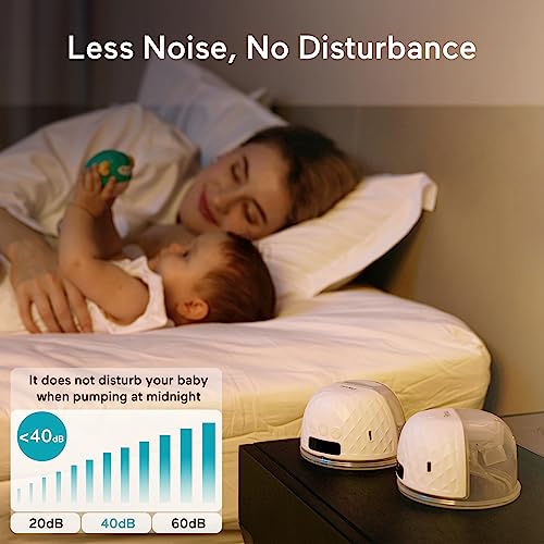 Paruu P10 Hands-Free Breast Pump Wearable, 338mmHg Strong Suction, Low Noise, 4 Modes & 9 Levels, Electric Breast Pump Portable, Smart Display, 19/21/24/28mm Insert/Flange, 2 Pack (White) - Image 6
