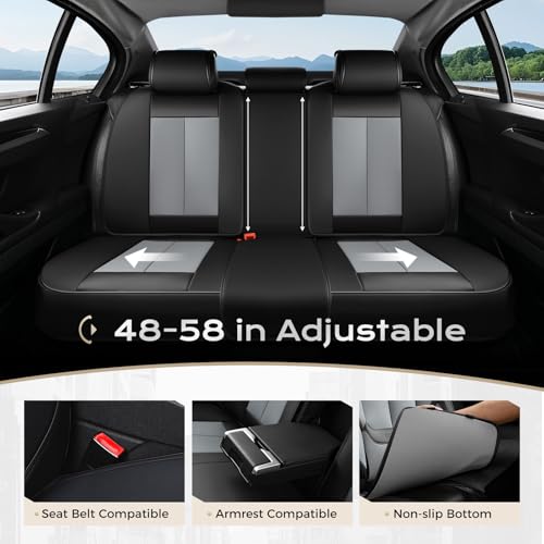Image of Coverado Seat Covers Full Set, 5 Seats Seat Covers for Cars, Waterproof Nappa Leather Car Seat Covers with Head Pillow, Seat Protectors Car Seat Cushion Universal Fit for Most Cars (Black&Gray)
