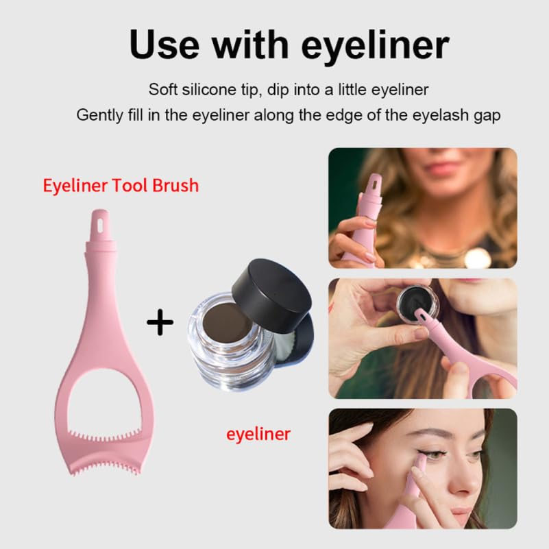 Silicone Eyeliner Stencil Tool, Reusable Eye Makeup Guide, Eyeliner Applicator Tool, Curved Eyelash Applicator & Mascara Drawing Aid for Beginners and Women