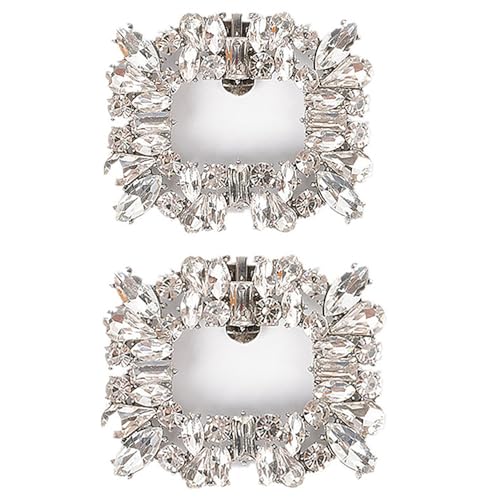 TRIXES Pinzas plateadas para zapatos con diamantes de imitación, abrazaderas de zapatos de cristal para tacones altos para mujer, paquete de 2, talla única, Metal