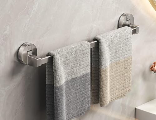 LNGFSH Towel Rail Suction Cup Wall Mounted Bathroom Towels Holder Aluminium Long Bath Sheet Bar Rack for Bathroom Toilet Kitchen (50cm,Gray)