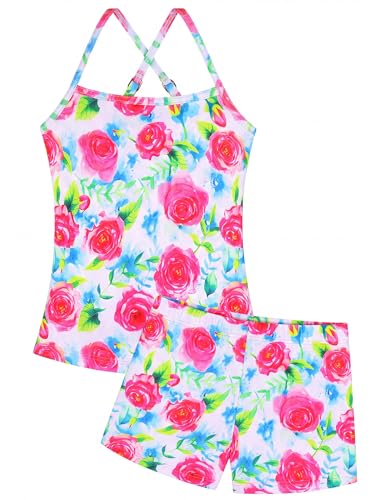 Image of Girls Swimsuit Sleeveless Bathing Suits Back Cutout Summer Swimwear with Removable Chest pad 6-14 Years