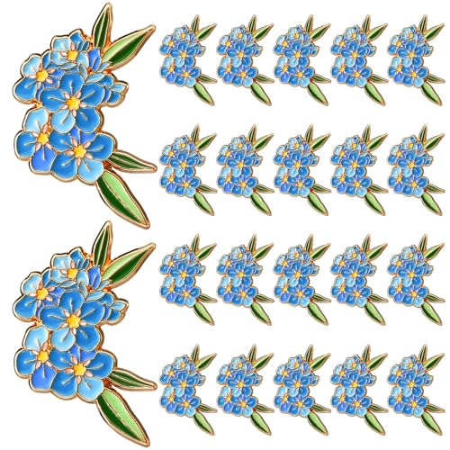 Image of Forget Me Not Flower Pins Bulk Gifts Memorial Pins Blue Flower Enamel Lapel Celebration of Life Funeral Favors