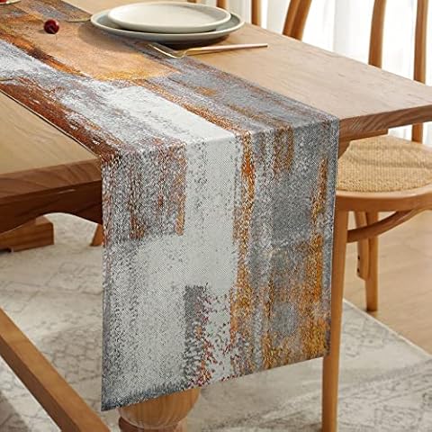 Tischläufer Modern Baumwolle Leinen Akzent Braun Double Layer Thick Dekoratives Tuch Cover