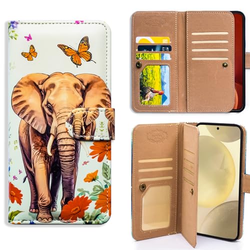 Protection Galaxy S26 Ultra cuir motif éléphant avec porte-cartes Bcov