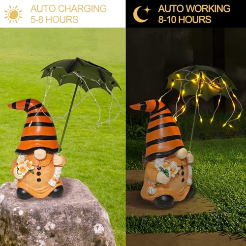Outdoor Decor Garden Gnome Statues, Garden Gnomes Outdoor Funny with Solar Lights Waterproof - Image 2
