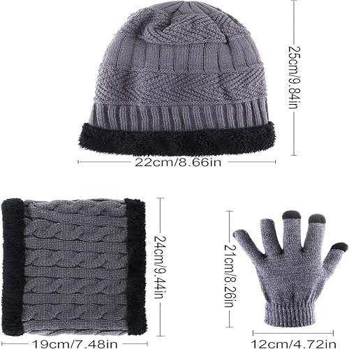 Tatuo 4 Pcs Winter Hat and Gloves Set for Men and Women and Kids Ski Warm Fleece Knit Beanie Hat Warmer Scarf Earmuff2