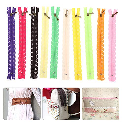 10Pcs Lace Zippers for Sewing, Nylon Zippers for DIY Sewing Tailor Craft Bed Bag Wedding Dress Clothing Accessories, 20cmx2cm - Image 2