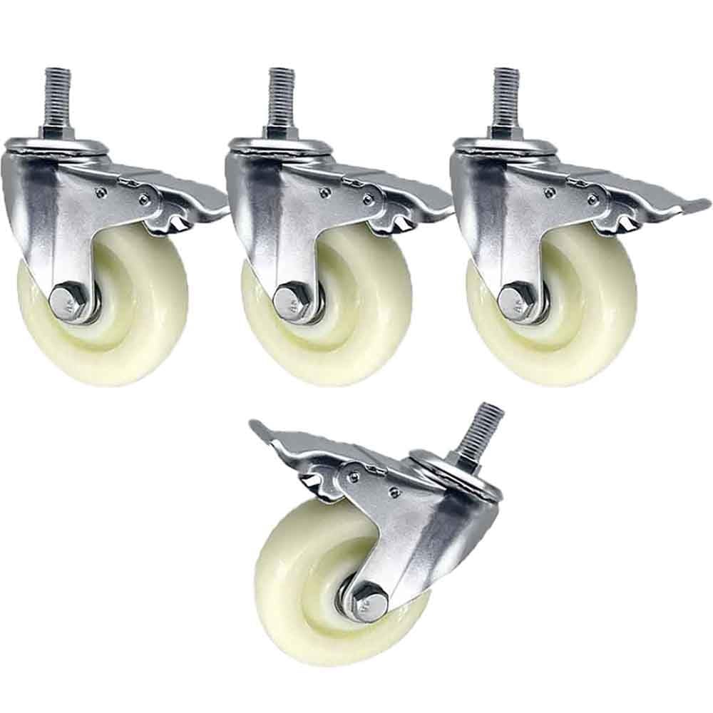 4 Confezione Universale Industriale Ruote M14 perno filettato Girevole Ruote per carichi pesanti Mobili Ruota con Freno Antiscivolo resistente all'usura (Colore : Con Freno, Dimensione : 100mm)