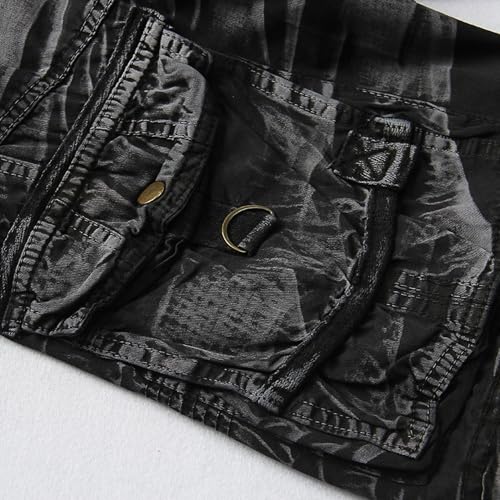 Pantalones cortos cargo de sarga talla 38 negros holgados con multibolsillos 5