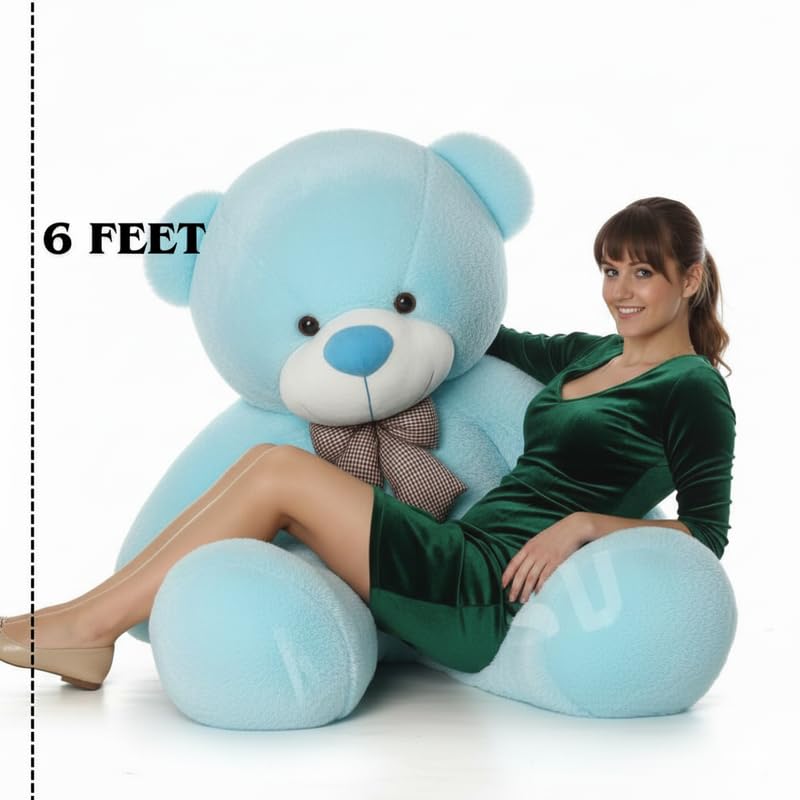 Image of MOSU Giant 6 Feet Blue Teddy Bear | Soft Plush Big Stuffed Toy for Girlfriend, Boyfriend, Kids & Women | Valentine Huggable Bear (6 Feet)