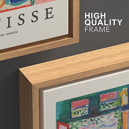 Wall26 Framed Canvas Wall Art Print Set French Floral Rainbow Landscapes Henri Matisse Nature Plants Illustrations Modern Relax/Calm Multicolor For Living Room, Bedroom, Office - 16"X24"X3 Natural #TOP3