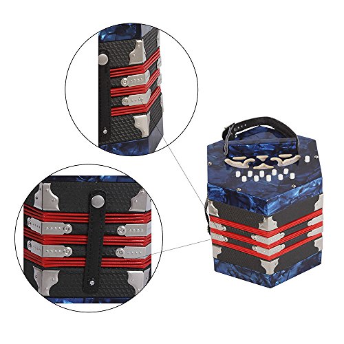 ammoon Concertina Accordion 20-Button 40-Reed Anglo Style with Carrying Bag