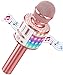 Micrófono Karaoke Bluetooth, Microfono Inalámbrico Karaoke con Altavoz y LED, Portátil Karaoke Inalámbrico Speaker para Niños Niñas Canta Partido Musica, Adultos Casa KTV Party para Android/iPhone/PC