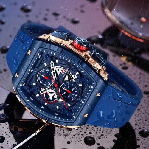Image of MINI Focus Men's Multifunctional Chronograph Watch for Men with Date, and 24-Hour Sub-Dial, Water Resistant Square Dial Unique Design for Sports, Party, Gifting - (MF0399G)